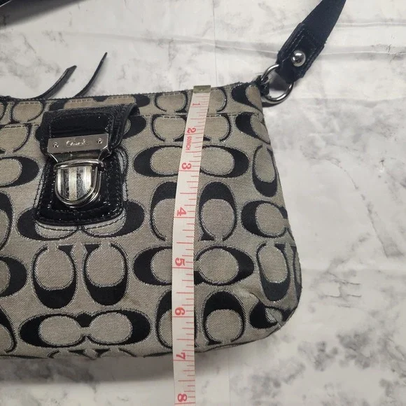 Coach Crossbody Monogram Black Gray Poppy Signature Purse - Picture 8 of 10